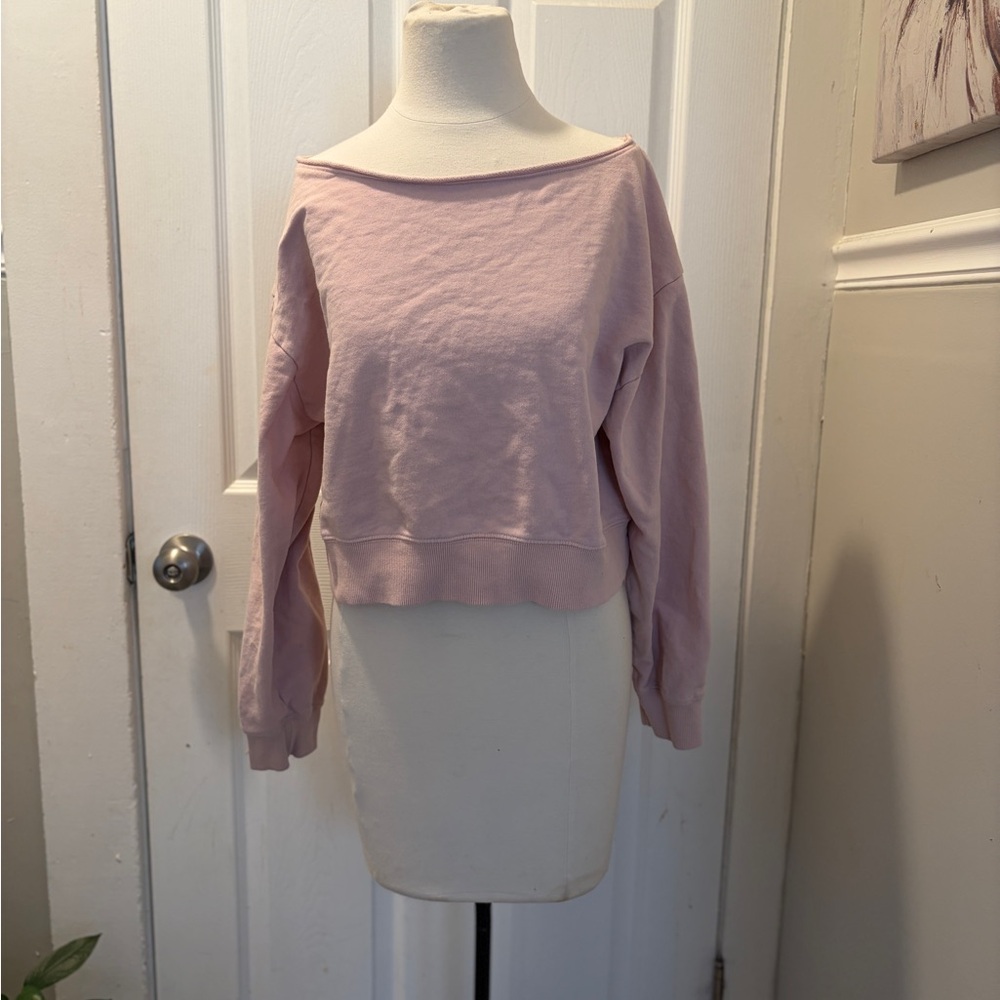 Off-Shoulder Cropped Sweatshirt